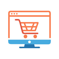 Poster - Online shopping cart on computer screen for e-commerce