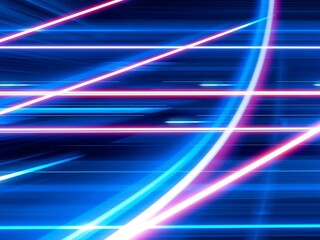 Poster - Abstract blue and purple light streaks creating a futuristic technology background