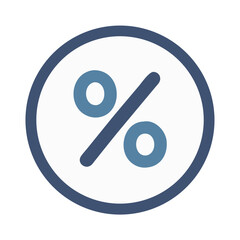 Poster - Blue percentage sign icon inside a circle flat design
