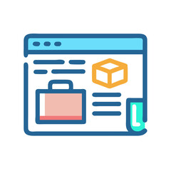 Poster - Digital web page with briefcase and package illustration icon