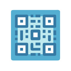 Poster - Simple flat design light blue QR code icon vector