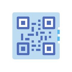 Poster - Flat design QR code icon with light blue background