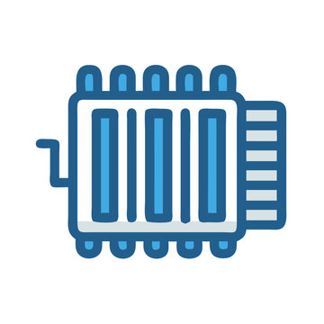 Stylized illustration of a computer chip on White Background