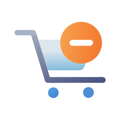 Poster - Minimalistic shopping cart icon with subtraction symbol on White