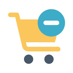 Poster - Shopping cart with remove item icon, vector illustration