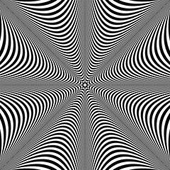 Wall Mural - 3d illusion in abstract op art wavy lines pattern.