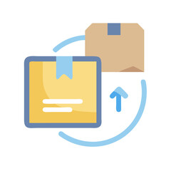 Poster - Flat icon of two boxes in circulation, shipping, delivery