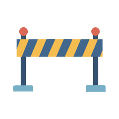 Poster - Vector illustration of a road construction barrier with lights