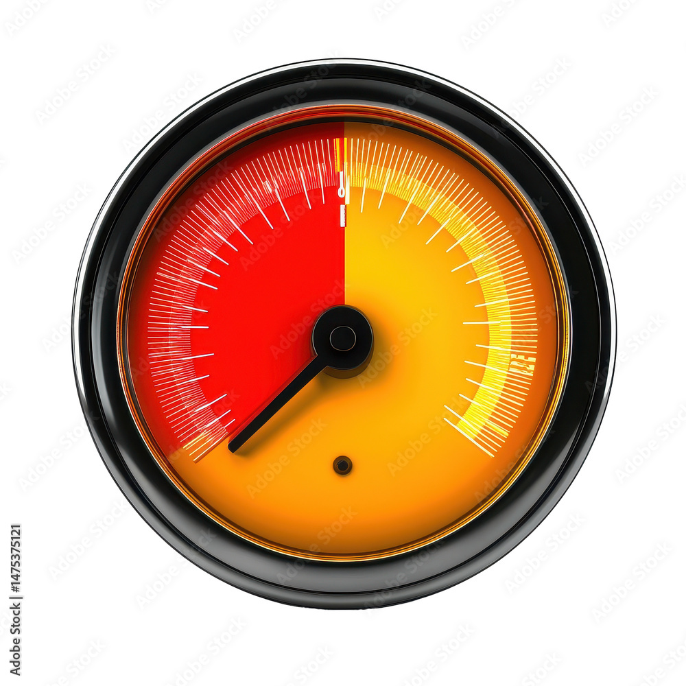 Stress level indicator gauge displays emotional status on a clean ...