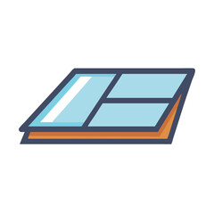 Poster - Blue and orange document tray icon on White Background