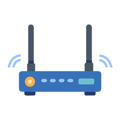 Poster - Wireless Router on White Background with Antenna and Lights
