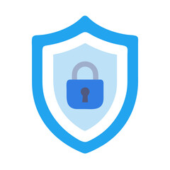 Poster - Blue shield with padlock symbolizing security and protection