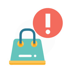 Poster - Shopping bag with error exclamation point flat vector illustration