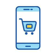 Poster - Smartphone with shopping cart icon illustration on screen