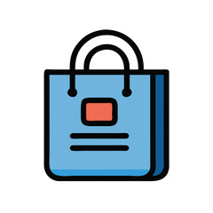 Poster - Illustrated shopping bag icon with black outlines on White