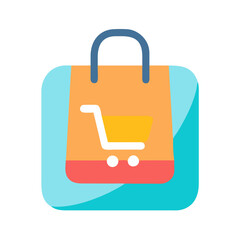 Poster - Colorful shopping bag icon with shopping cart illustration