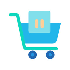 Poster - Minimalistic shopping cart icon with pause button concept