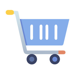 Poster - Isolated pastel shopping cart graphic on solid White Background