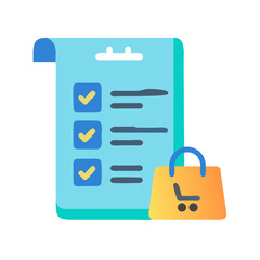 Poster - Digital checklist with shopping bag flat illustration style
