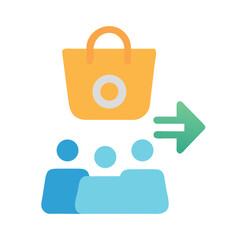 Poster - Online shopping group receiving order with delivery arrow icon