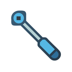 Poster - Illustration of a blue handle ratchet wrench icon tool