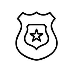 Poster - Outline drawing of a law enforcement badge with a star inside, simple and minimalist design style image