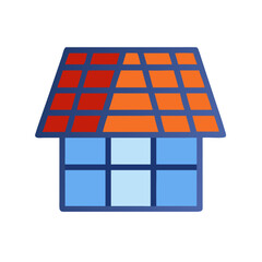 Poster - Stylized house icon with colorful roof and square windows