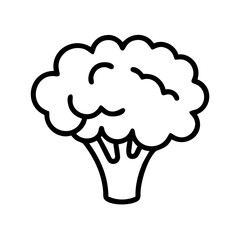 Poster - Simple line drawing of a broccoli floret with a thick stem isolated on a white background design element