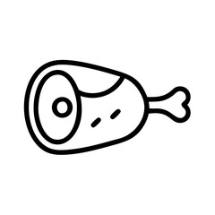 Poster - Simple graphic of a cooked ham hock with bone and visible marbling in black outline drawing style