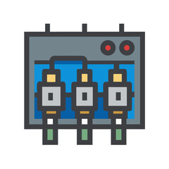 Poster - Flat illustration of electronic server panel with multiple ports