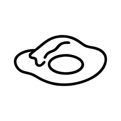 Poster - Outline drawing of a sunny side up egg with visible yolk and cooked egg white on a white background
