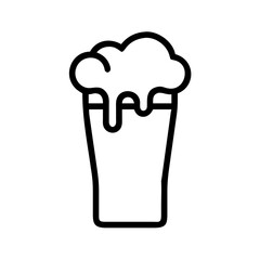 Poster - Outline drawing of a glass filled with a frothy beverage with overflowing foam on top shown clearly 100
