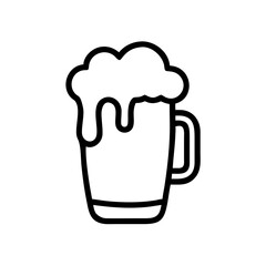 Poster - Outline drawing of a mug filled with a foamy beverage, isolated on a white background design look