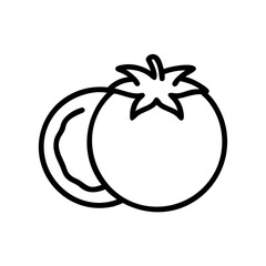 Poster - Outline drawing showing a whole tomato and a slice of tomato side by side in simple style design