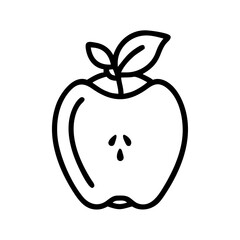 Poster - Outline drawing of a fruit with leaves and seeds isolated on a white background design element