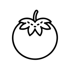 Poster - Simple line drawing of a round fruit with leafy top and stem isolated on white background image design