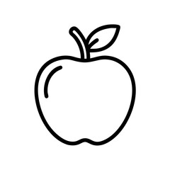 Poster - Simple outline drawing of a single fruit with a leaf and stem isolated on a white background design
