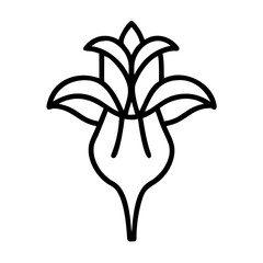 Poster - abstract botanical form with stylized leaves and a bulbous base in a simple outline design style