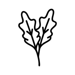 Poster - Stylized depiction of two symmetrical leaves connected by a central stem in black outline form