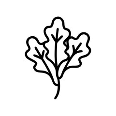 Poster - A simple depiction of three leafy greens connected by a single stem in a minimalist style artwork