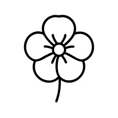 Poster - simple blossom with five petals and a stem in a minimalist outline style drawing design element