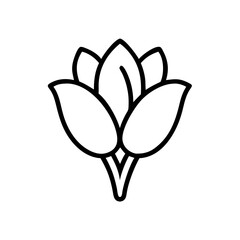 Poster - Outline drawing of a flower with petals and stem isolated on a white background design element art 100
