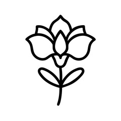 Poster - simple botanical drawing of a flower with petals and stem in a minimalist line art style design elem
