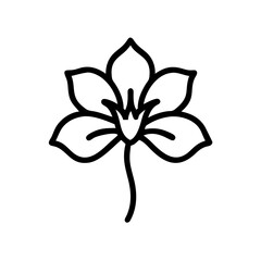 Poster - Outline graphic showing a single blossom with five petals and a stem in a simple minimalist style
