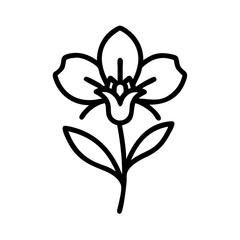 Poster - Simple botanical drawing of a flower with petals and leaves in a minimalist style line art format