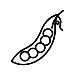 Poster - Outline graphic showing a pea pod with five peas inside, isolated on a white background design element