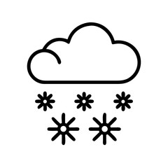 Poster - A simple graphic showing a cloud with snowflakes falling from it in a line drawing style design element