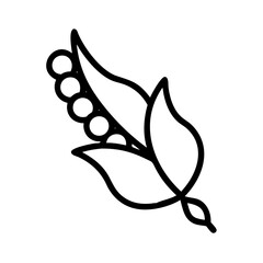 Poster - Stylized botanical graphic with leaves and berries in a simple outline design element that is elegant