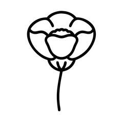 Poster - Simple graphic depiction of a flower with rounded petals and a single stem in a minimalist style