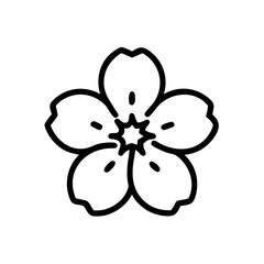 Poster - Simple blossom with five petals and a star shaped center in a minimalist line drawing style design